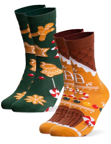 Occulto Damen & Herren Weihnachts Socken 2er Pack (Modell: Santa) Lebkuchen 43-46 von Occulto