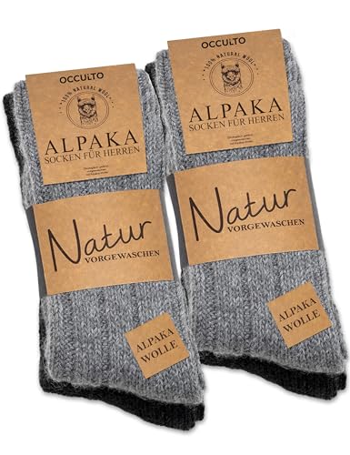 Occulto Herren Alpaka Socken 4er Pack (Modell: Sol) Grau-Mix 39-42 von Occulto