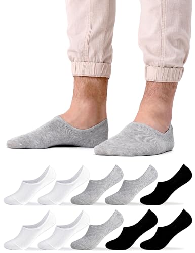 Occulto Herren Füsslinge Sneaker Socken 10er Pack (Modell: Strolch) Schwarz-Weiß-Grau 43-46 von Occulto