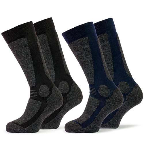 Occulto Herren Merino Skisocken 2er Pack (Modell: Toni) Navy Schwarz 39-42 von Occulto