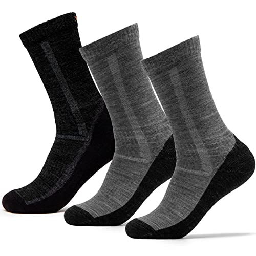 Occulto Herren Merino Wandersocken 3er Pack (Modell: Reinhold) Hellgrau-Anthrazit 43-46 von Occulto