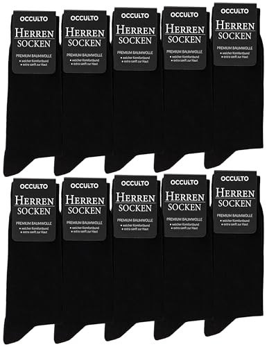 Occulto Herren Schwarze Socken 10-30er Pack (Modell: Hermann) 10 Paar | Schwarz 47-50 von Occulto