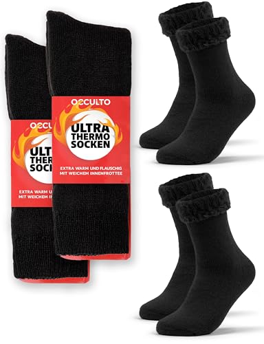 Occulto Damen & Herren Ultra Thermosocken 2er Pack (Modell: Yuki) Schwarz 39-42 von Occulto
