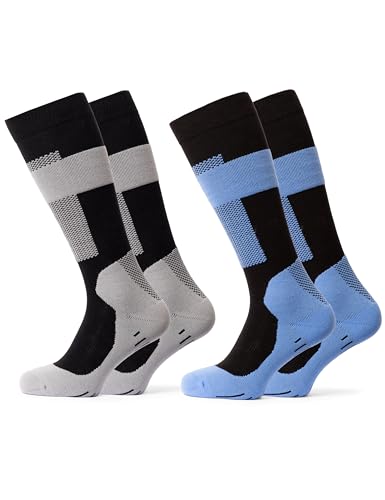 Occulto Herren & Damen Kompressions Skisocken 2er Pack (Model: Taylor) Grau Blau 35-38 von Occulto