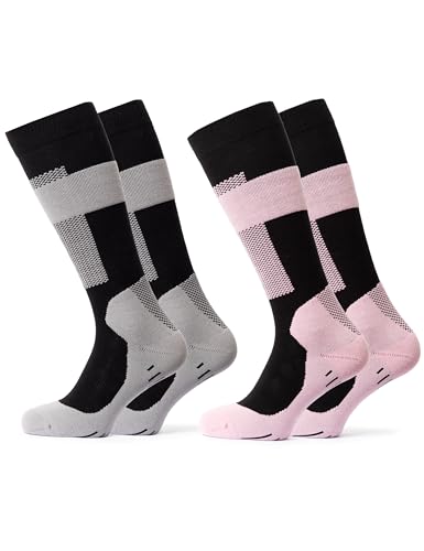 Occulto Herren & Damen Kompressions Skisocken 2er Pack (Model: Taylor) Grau Pink 43-46 von Occulto