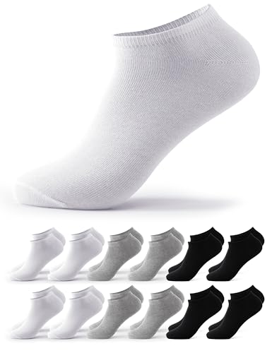 Occulto Herren & Damen Sneaker Socken 6er Pack, 12er Pack (Modell: Chris) 4 X Schwarz 4 X Grau 4 X Weiß 35-38 von Occulto