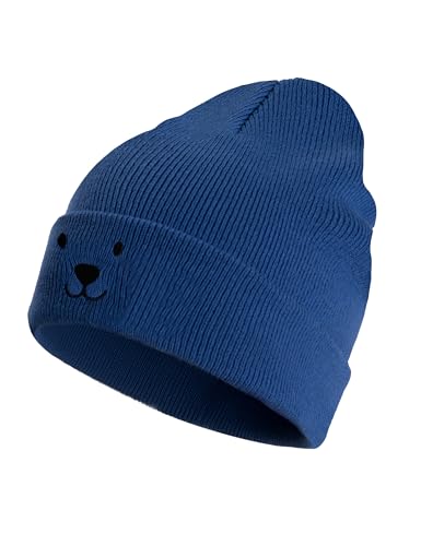 Occulto Jungen & Mädchen Winter Mütze (Model: Lian), Kinder Beanie Blau Bär von Occulto