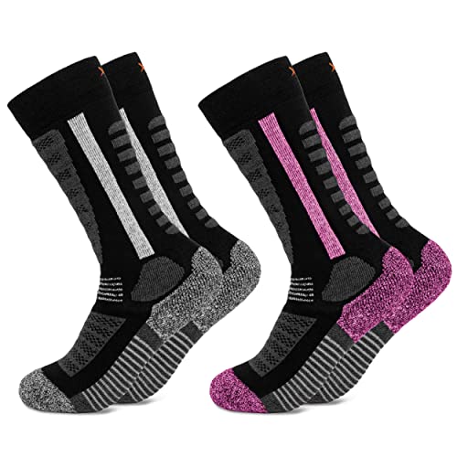 Occulto Kinder Skisocken 2er Pack (Modell: Charlie) Pink-Schwarz 27-30 von Occulto