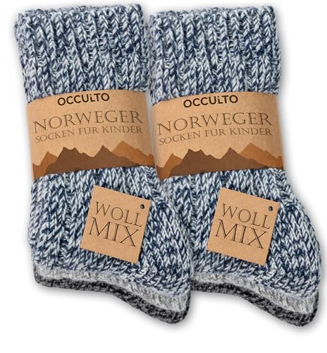 Occulto Kinder Warme Wollsocken 6er Pack (Modell: Niki) Blau Mix 19-22 von Occulto