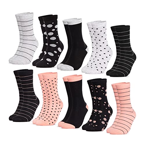 Occulto 10 PAAR SOCKEN DAMEN aus BAUMWOLLE (Modell: Lotte) Schwarz-lachs 39-42 von Occulto