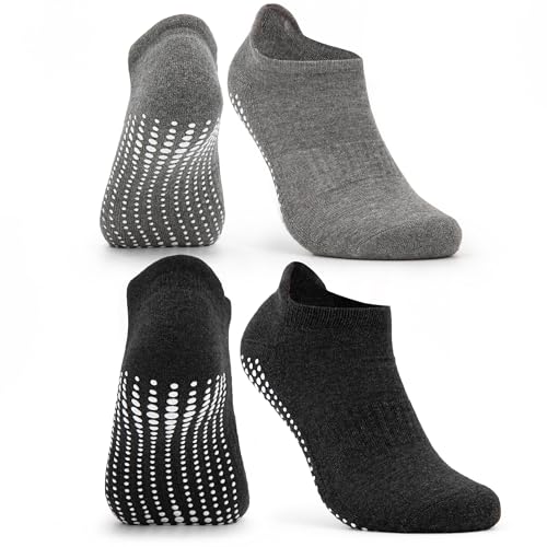 Occulto Damen & Herren Yoga Socken 2-4er Pack (Modell: Mady) 2 Paare | Schwarz-Grau 35-38 von Occulto