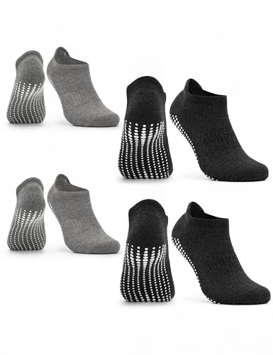 Occulto Damen & Herren Yoga Socken 2-4er Pack (Modell: Mady) 4 Paare | Schwarz-Grau 35-38 von Occulto