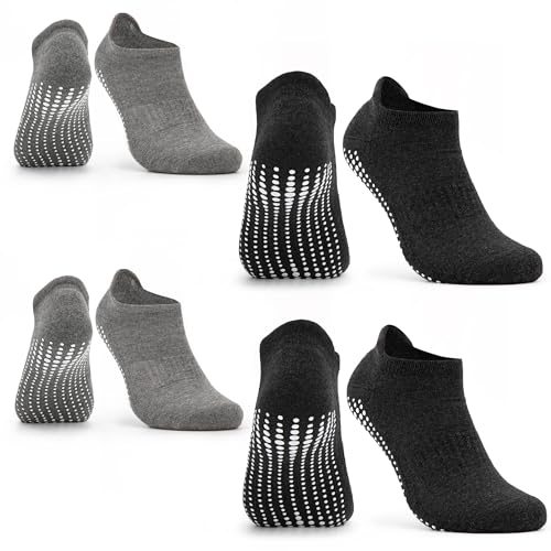 Occulto Damen & Herren Yoga Socken 2-4er Pack (Modell: Mady) 4 Paare | Schwarz-Grau 39-42 von Occulto