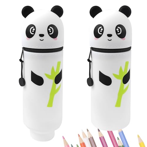 Occupaternm Weiche Silikontasche, 2-in-1 Federmäppchen,Tier-Bleistifthalter,Tischstifthalter, Stand Up Federmäppchen, Niedlicher Federtasche für Jungen und Mädchen (1 Stück-Panda) von Occupaternm