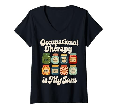 Damen Damen, Herren T-Shirt mit V-Ausschnitt Damen Damen, Herren T-Shirt mit V-Ausschnitt von Occupational Therapy Is My Funny Jam OT Therapist