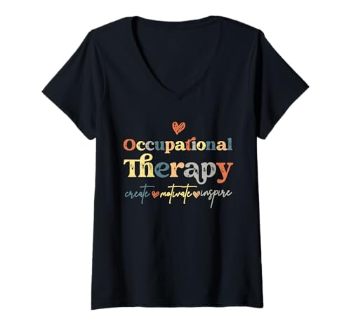 Damen Ergotherapie schaffen Motivate Inspiration für Therapeuten T-Shirt mit V-Ausschnitt Damen Ergotherapie schaffen Motivate Inspiration für Therapeuten T-Shirt mit V-Ausschnitt von Occupational Therapy Quote For Therapists Healers