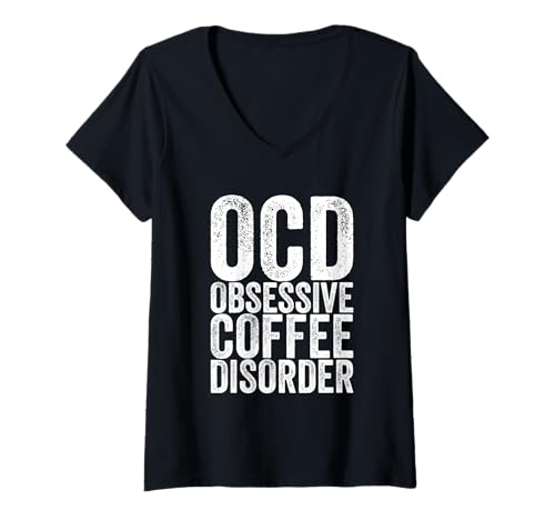 Damen OCD Obsessive Kaffeestörung T-Shirt mit V-Ausschnitt Damen OCD Obsessive Kaffeestörung T-Shirt mit V-Ausschnitt von Ocd Obsessive Coffee Disorder