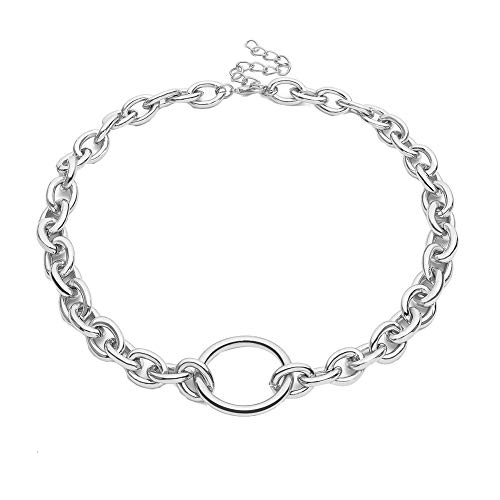 Oce180anYlv Halskette Beauty Neck Punk Women Hollow Circle Pendant Linked Curb Chain Necklace/Bracelet Schmuck von Oce180anYlv