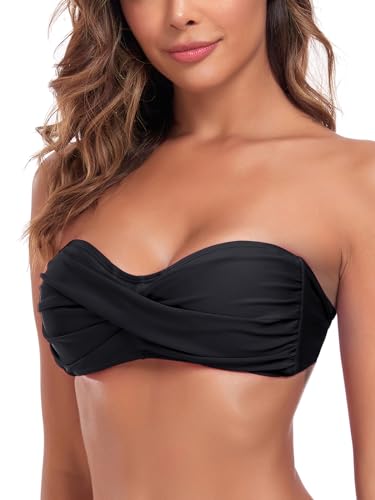 Ocean Blues Damen Bandeau Bikini Top Ohne Träger mit Verstellbarer Rückenschnürung, Schwarz, Größe M Ocean Blues Damen Bandeau Bikini Top Ohne Träger mit Verstellbarer Rückenschnürung, Schwarz, Größe M von Ocean Blues