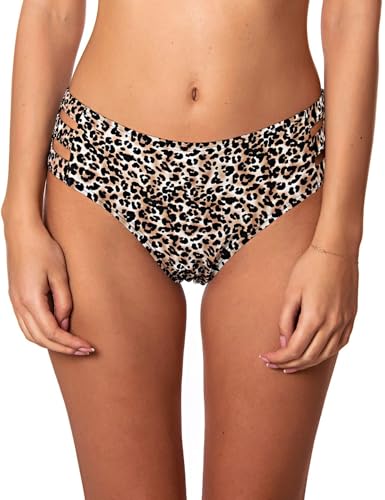 Ocean Blues Damen Bikinihose in Leopardenmuster mit seitlichen Ausschnitten & voller Abdeckung – Strand & Urlaub Größe L von Ocean Blues