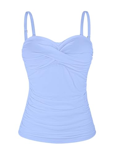 Ocean Blues Damen Tankini Oberteil mit abnehmbaren Trägern und Bauchkontroll Raffung Bikini Top für Strand und Pool in Meeresblau Größe M von Ocean Blues
