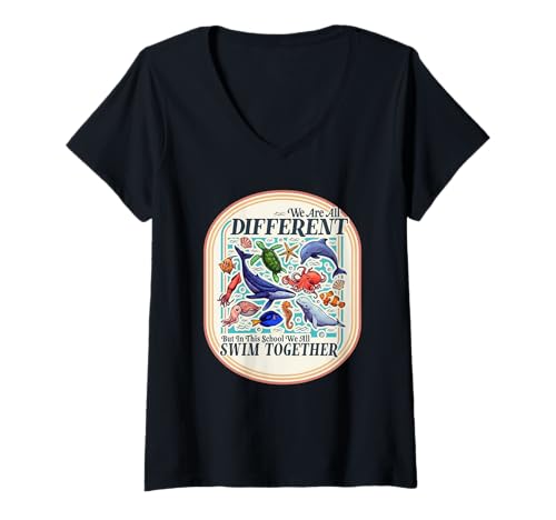 Damen Diversity für Lehrer und Schüler T-Shirt mit V-Ausschnitt Damen Diversity für Lehrer und Schüler T-Shirt mit V-Ausschnitt von Ocean Conservation