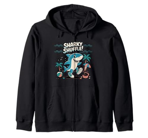 Sharky Shuffle Lustiger Haifischtanz am Strand für Kinder, Sommer Kapuzenjacke Sharky Shuffle Lustiger Haifischtanz am Strand für Kinder, Sommer Kapuzenjacke von Ocean Groove Splash Vibes