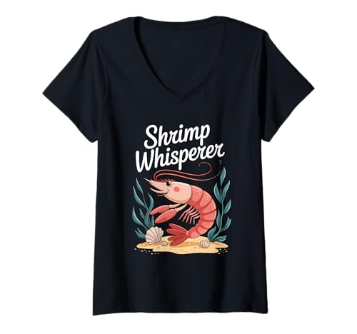 Damen Shrimp Whisperer Underwater Charm Magic T-Shirt mit V-Ausschnitt Damen Shrimp Whisperer Underwater Charm Magic T-Shirt mit V-Ausschnitt von Ocean Life Enthusiast Marine Wonders