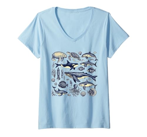 Damen Ocean Life Sea Whale Delphin 90er Vintage Funny Women Kids T-Shirt mit V-Ausschnitt Damen Ocean Life Sea Whale Delphin 90er Vintage Funny Women Kids T-Shirt mit V-Ausschnitt von Ocean Life Sea Whale Dolphin 90s Vintage Tees.
