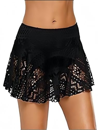 Ocean Plus Damen Elegant Häkel Baderock mit Innenslip Bikinirock Übergröße Spitze Schwimmrock Strandrock Beachshorts (S (EU 34-36), A-Schwarz) von Ocean Plus