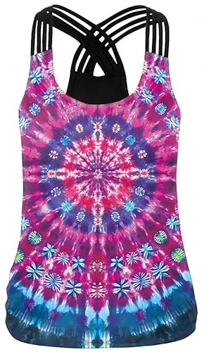 Ocean Plus Damen Sommer Casual Ärmelloses Tank Top O-Neck Stretch Sport Top Cute Racerback Yoga Workout Sommer Shirts (M (EU 34-36), Fuchsiafarbenes Rad) von Ocean Plus