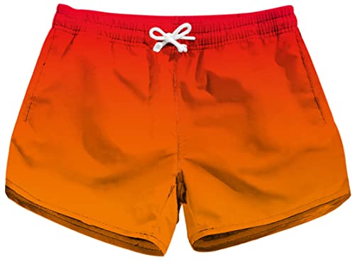 Ocean Plus Damen Sommer Digitaldruck Lässige Badeshorts Strandurlaub Lose Strandshorts mit Kordelzug (XL (EU 38-40), Rot orange) von Ocean Plus