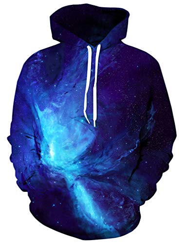 Ocean Plus Herren 3D Kapuzenpullover Hoodie Halloween Cosplay Sweatshirt Hooded Sweat Einzigartig Galaxie Pullover (S/M (Brustumfang: 112-132CM), Blau Galaxie) von Ocean Plus