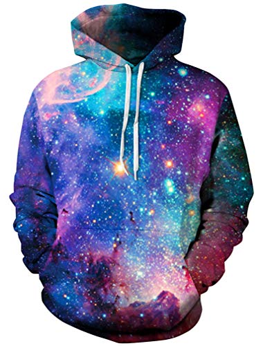 Ocean Plus Herren 3D Kapuzenpullover Hoodie Halloween Cosplay Sweatshirt Hooded Sweat Einzigartig Galaxie Pullover (S/M (Brustumfang: 112-132CM), Bunt Galaxie) von Ocean Plus