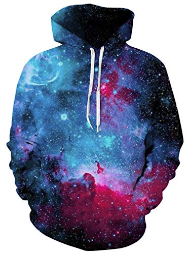 Ocean Plus Herren 3D Kapuzenpullover Hoodie Halloween Cosplay Sweatshirt Hooded Sweat Einzigartig Galaxie Pullover (XXL/3XL (Brustumfang: 126-146CM), Blau-violett Galaxie) von Ocean Plus