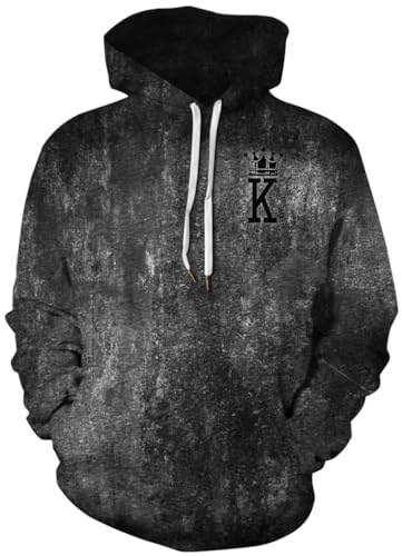 Ocean Plus Herren 3D Mehrfarbig Hoodie Schädel Kapuzenpullover Bunt Wolf Pulli Totenkopf Sweatshirt mit Kapuzen (L (Brustumfang: 117-137CM), Dunkelgrau) von Ocean Plus