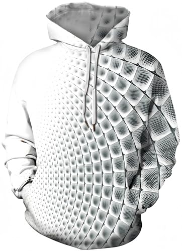 Ocean Plus Herren Mehrfarbig Hoodie Schädel Kapuzenpullover Bunt Wolf Pulli Totenkopf Sweatshirt mit Kapuzen (S (Brustumfang: 108-128CM), Blase) von Ocean Plus