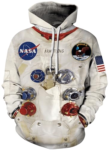 Ocean Plus Herren Galaxis Digitaldruck Kapuzenpullover Langärmelig Hoodies Sport Strickjacke mit Kapuze Große Größe (3XL (Brust: 132-152CM), Astronautenanzug) von Ocean Plus