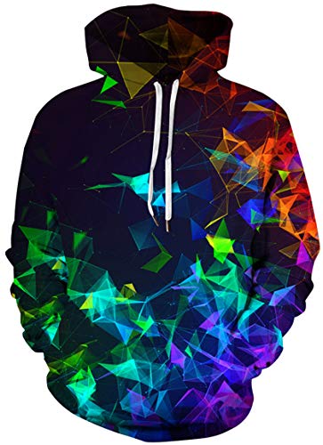 Ocean Plus Herren Galaxis Digitaldruck Kapuzenpullover Langärmelig Hoodies Sport Strickjacke mit Kapuze Große Größe (L (Brust: 117-137CM), Bunte Geometrie) von Ocean Plus