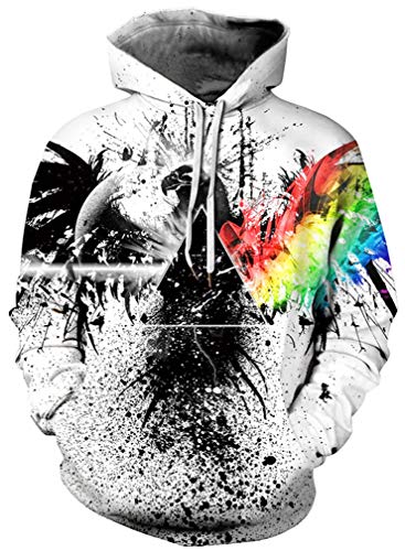 Ocean Plus Herren Kapuzenpullover Lebensecht 3D Grafik Hoodie mit Kängurutasche Pullover mit Kapuze Sweat Hood (L/XL (Brustumfang: 114-134CM), Tinte Adler) von Ocean Plus