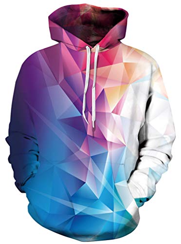 Ocean Plus Herren Kapuzenpullover Lebensecht 3D Grafik Hoodie mit Kängurutasche Pullover mit Kapuze Sweat Hood (L/XL (Brustumfang: 114-134CM), Geometrisches Bunt) von Ocean Plus