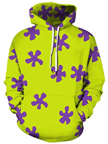 Ocean Plus Herren Kapuzenpullover Lebensecht Grafik Hoodie mit Kängurutasche Pullover mit Kapuze Sweat Hood mit Kordelzug (XXL/3XL (Brustumfang: 126-146CM), Grün lila) von Ocean Plus