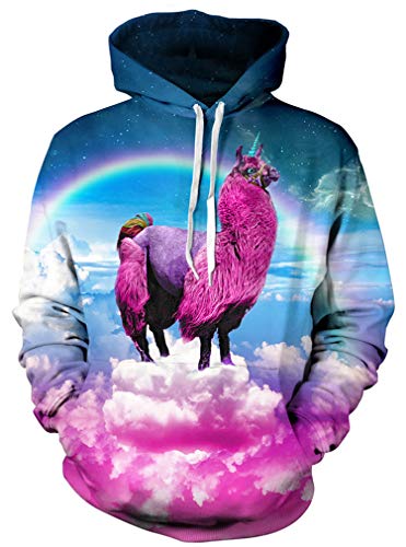 Ocean Plus Herren Kapuzenpullover Lebensecht Grafik Hoodie mit Kängurutasche Pullover mit Kapuze Sweat Hood mit Kordelzug (XXL/3XL (Brustumfang: 126-146CM), Lama) von Ocean Plus