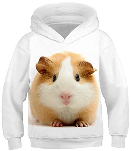 Ocean Plus Junge Tierdruck Kätzchen Sweatshirts mit Kapuze Universum Galaxie Sweatshirts Mädchen Wolf Kapuzenpullover (L (Körpergröße: 145-150cm), Meerschweinchen) von Ocean Plus