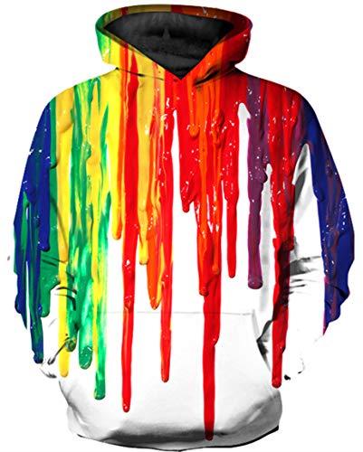 Ocean Plus Jungen 3D Kapuzenpullover Spaß Sweatshirt Hoodie mit Kängurutasche Sportlich Digitaldruck Pullover mit Kapuze (L (Körpergröße: 125-135cm), Regenbogenfarbe) von Ocean Plus