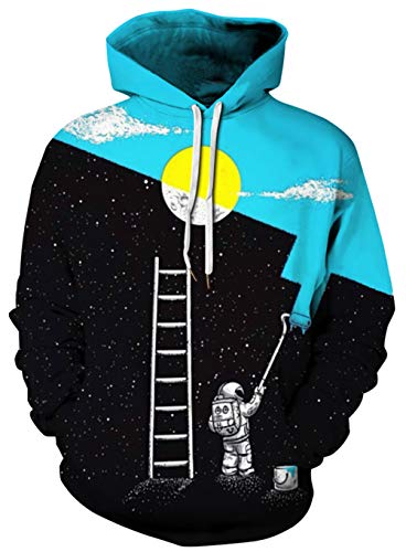 Ocean Plus Jungen 3D Kapuzenpullover Spaß Sweatshirt Hoodie mit Kängurutasche Sportlich Digitaldruck Pullover mit Kapuze (M (Körpergröße: 115-125cm), Astronaut Malerei) von Ocean Plus