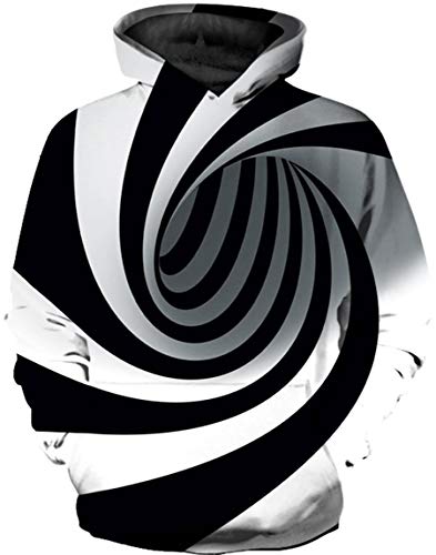 Ocean Plus Jungen 3D Kapuzenpullover Spaß Sweatshirt Hoodie mit Kängurutasche Sportlich Digitaldruck Pullover mit Kapuze (XXL (Körpergröße: 145-155cm), Schwarzweiß gestreifter Wirbel) von Ocean Plus