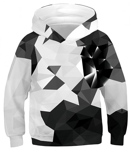 Ocean Plus Jungen Hoodie Tierdruck Kapuzenpulli mit Aufdruck Kapuzenpullover Kinder Sweatshirt Hooded Sweat (L (Körpergröße: 145-150cm), Schwarzer Kristall) von Ocean Plus