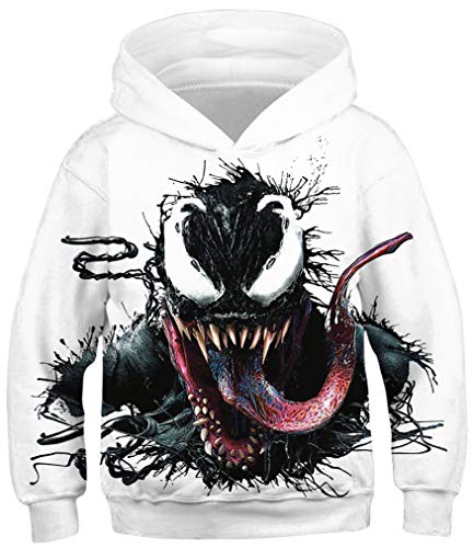 Ocean Plus Jungen Hoodie Tierdruck Kapuzenpulli mit Aufdruck Kapuzenpullover Kinder Sweatshirt Hooded Sweat (M (Körpergröße: 135-140cm), Zungengift) von Ocean Plus