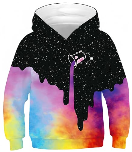 Ocean Plus Jungen Kapuzenpullover Bunt Teens Hoodie Kinder Langarm Pulli mit Kapuzen Sweatshirt Unisex Pullover (L (Körpergröße: 145-150cm), Bunter Milchbecher) von Ocean Plus